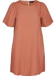 Kortærmet viskose kjole med a-form , Copper Brown