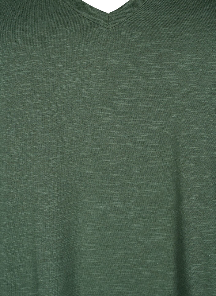 Kort&aelig;rmet basis t-shirt med v-hals, Gr&oslash;n, Packshot image number 2