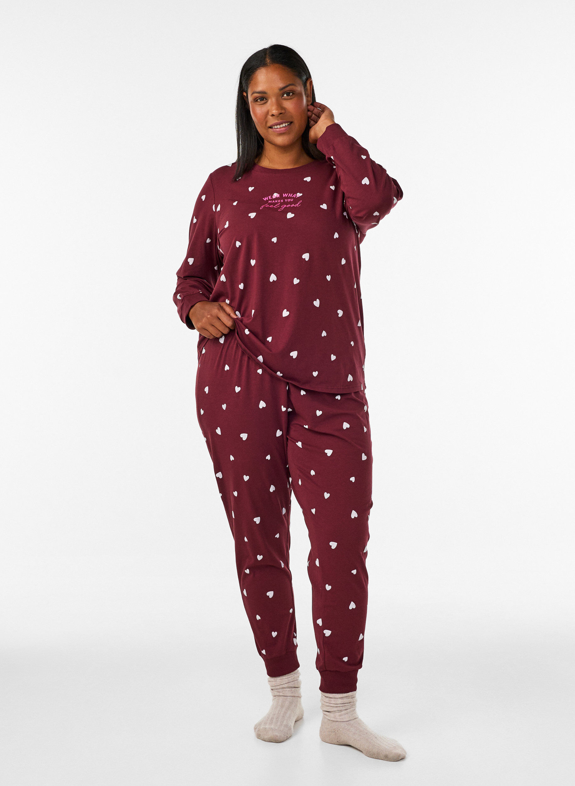 ZizziNatbluse med print, R&oslash;d, Model image number 1