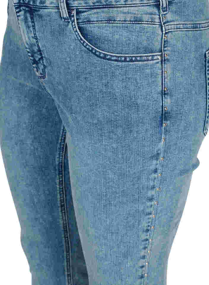Cropped Amy jeans med nitter i sidesøm, L.Blue Stone Wash, Packshot image number 2