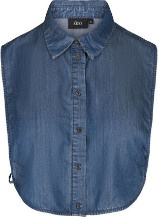 Løs skjorte krave i denim, Blue Denim , Packshot image number 0