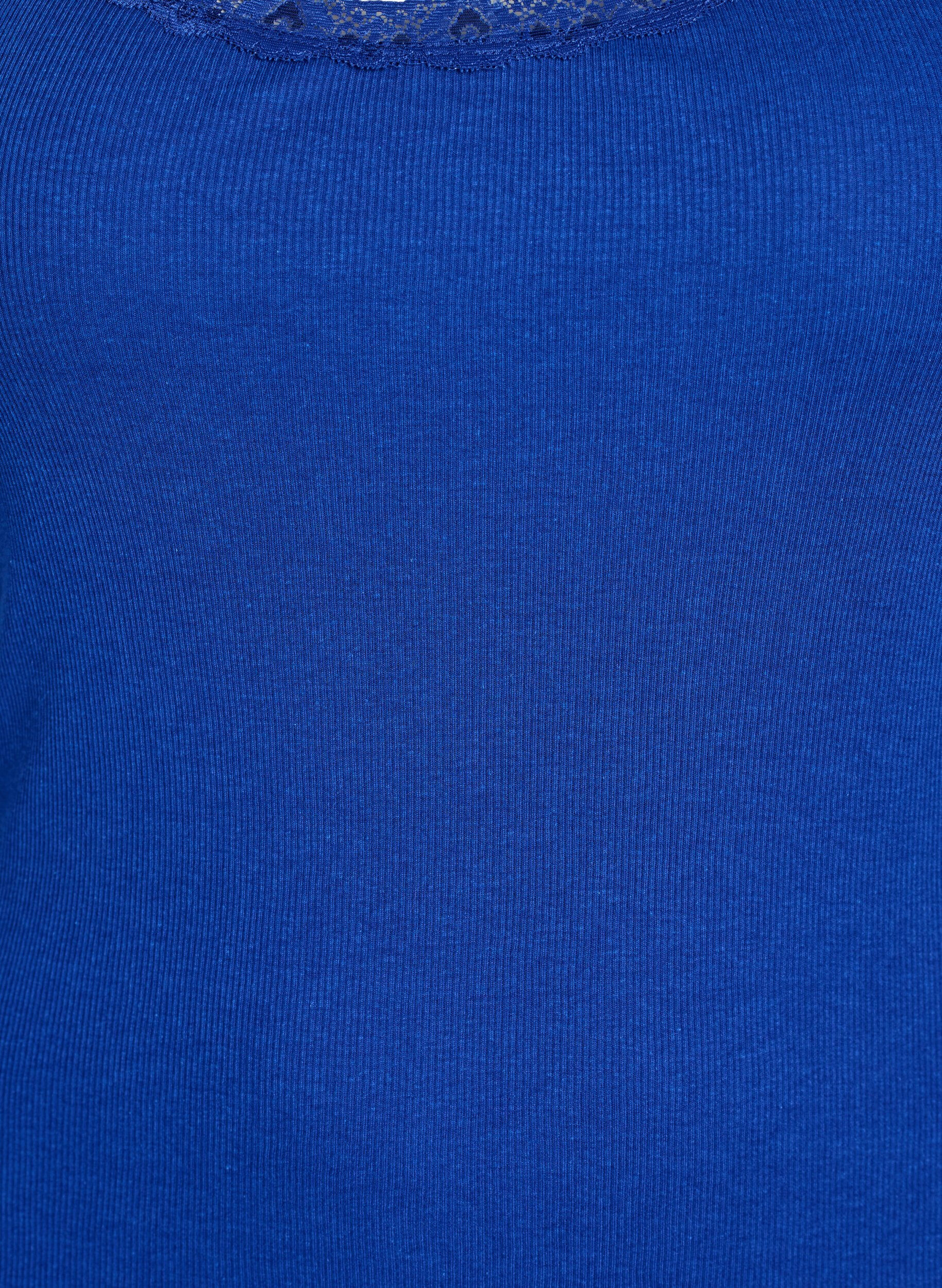 Zizzi Top med blondekant, Bl&aring;, Packshot image number 2