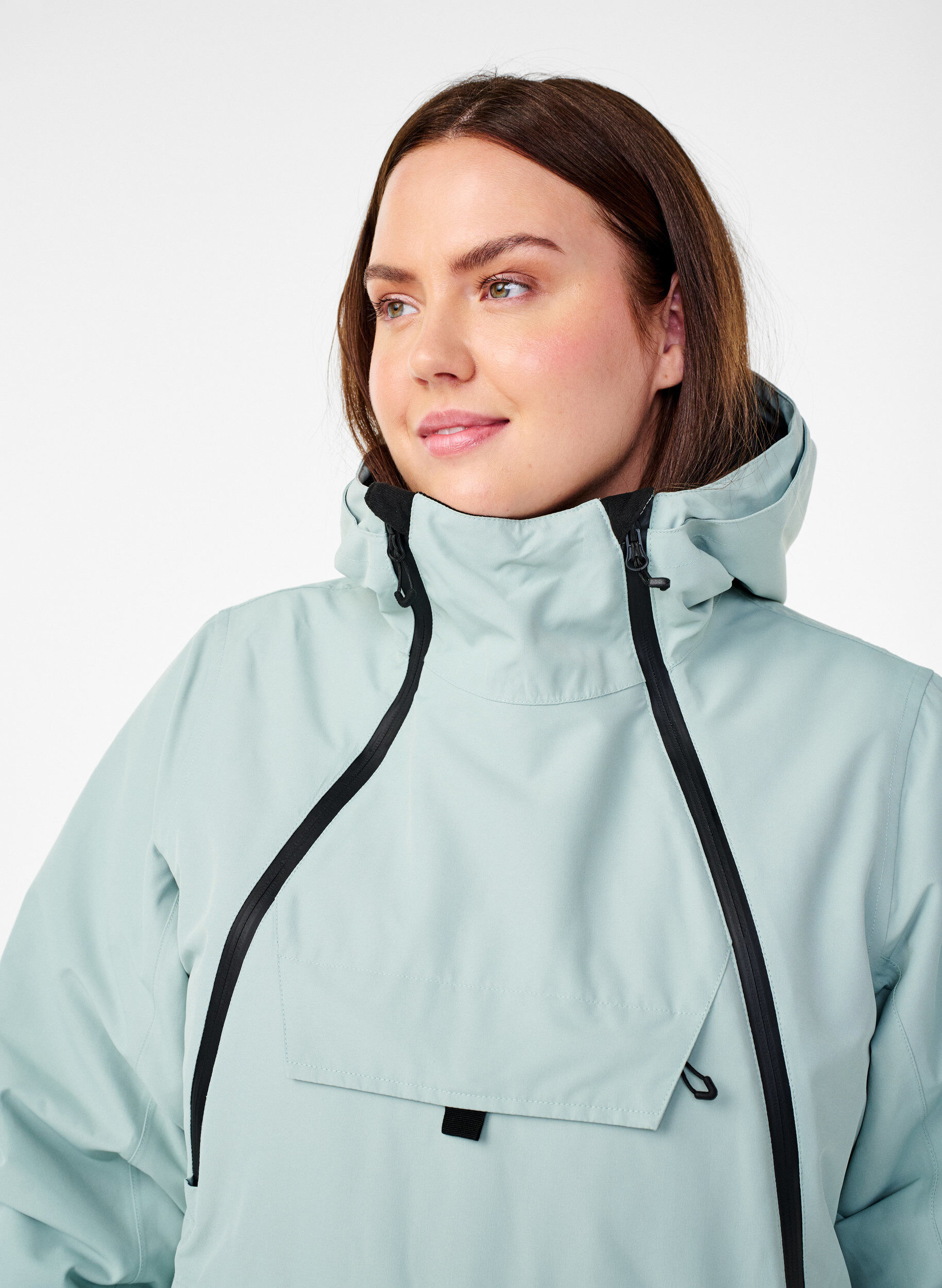 Zizzi Funktionel ski anorak med h&aelig;tte, Gr&oslash;n, Model image number 5