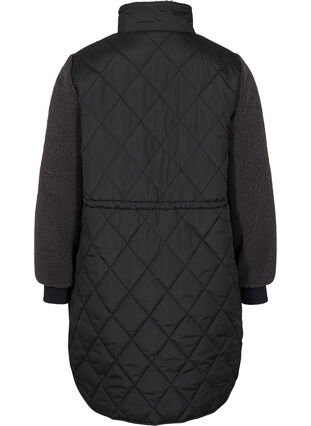 Quiltet jakke med teddy og justerbar talje, Black Comb, Packshot image number 1
