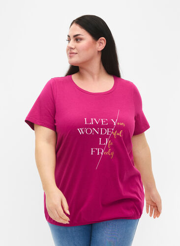 Kortærmet bomulds t-shirt med elastikkant, Festival F W. Live, Model image number 0