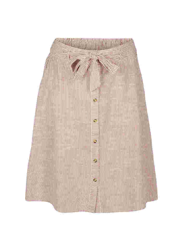 Stribet nederdel med lommer i bomuld, Dry Rose Stripe, Packshot image number 0