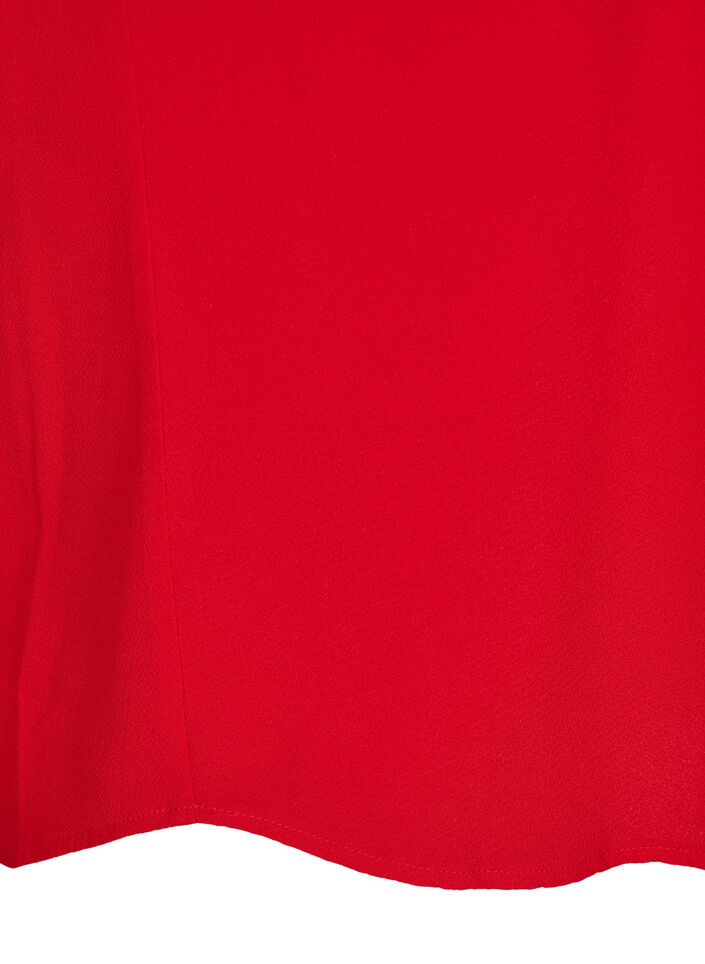 Bluse med korte &aelig;rmer og rund halsudsk&aelig;ring, R&oslash;d, Packshot image number 3