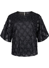 Bluse med harlequin mønster, Black