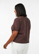 Bluse i bomuld med struktur og knaplukning, Brun, Model image number 2