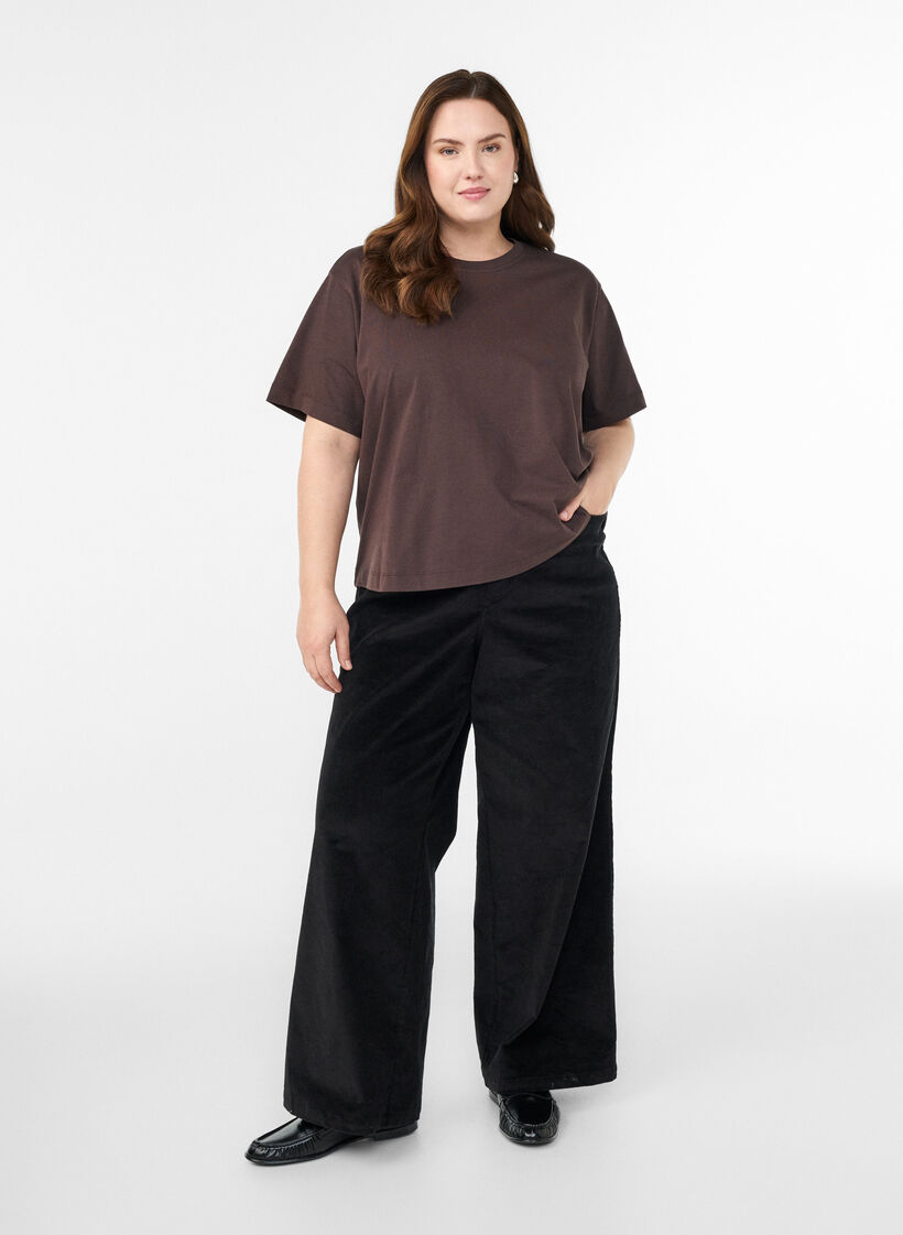 Boxy t-shirt i bomuld, Brun, Model image number 1