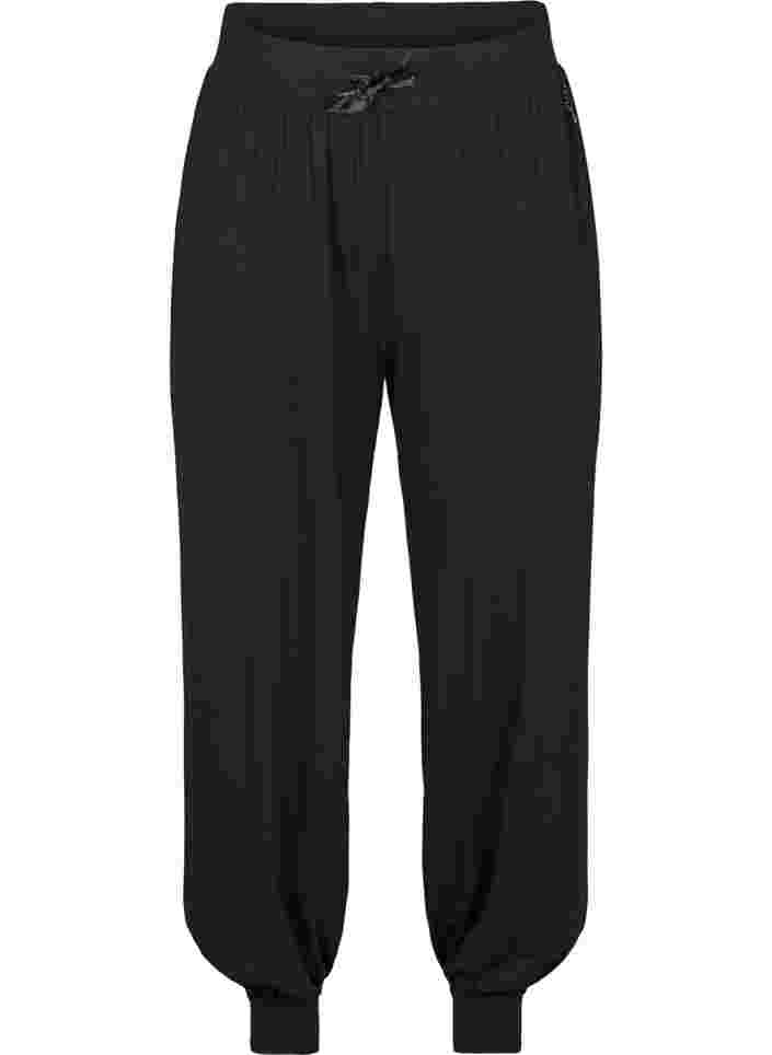 Løse trænings bukser i viskose, Black, Packshot image number 0