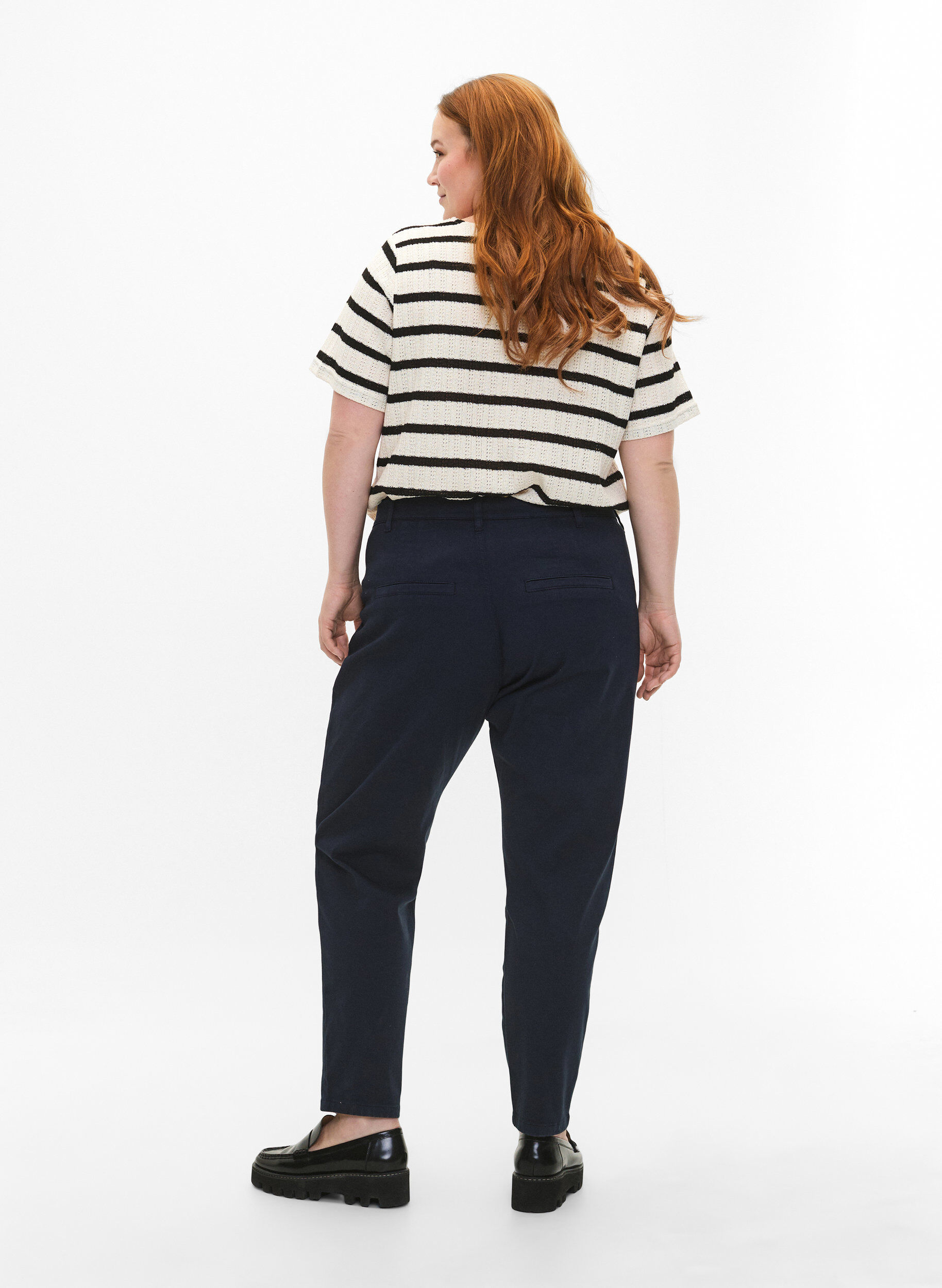 Zizzi Chinos i bomuld, Navy Blazer, Model image number 1