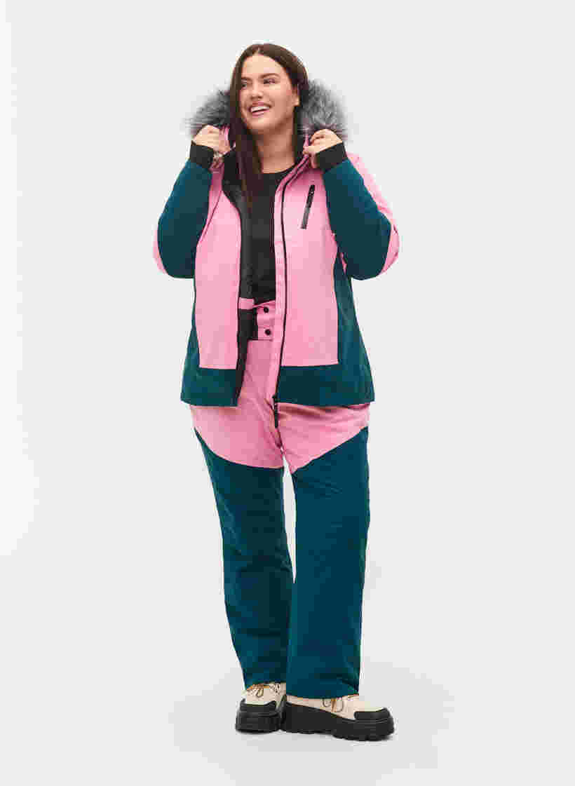 Skijakke med aftagelig hætte, Sea Pink Comb, Model image number 4