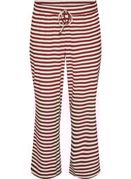 Stribede natbukser med h&oslash;j talje og brede ben, R&oslash;d