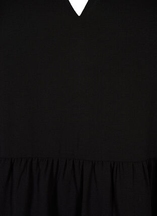Kortærmet kjole med a-snit og skæringer, Black, Packshot image number 2