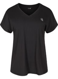 L&oslash;s tr&aelig;nings t-shirt med v-hals, Sort