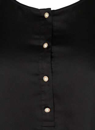 Langærmet bluse med feminine knapper, Black, Packshot image number 2