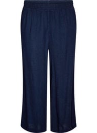 Bukser i h&oslash;r og viskose med vide ben, Bl&aring;