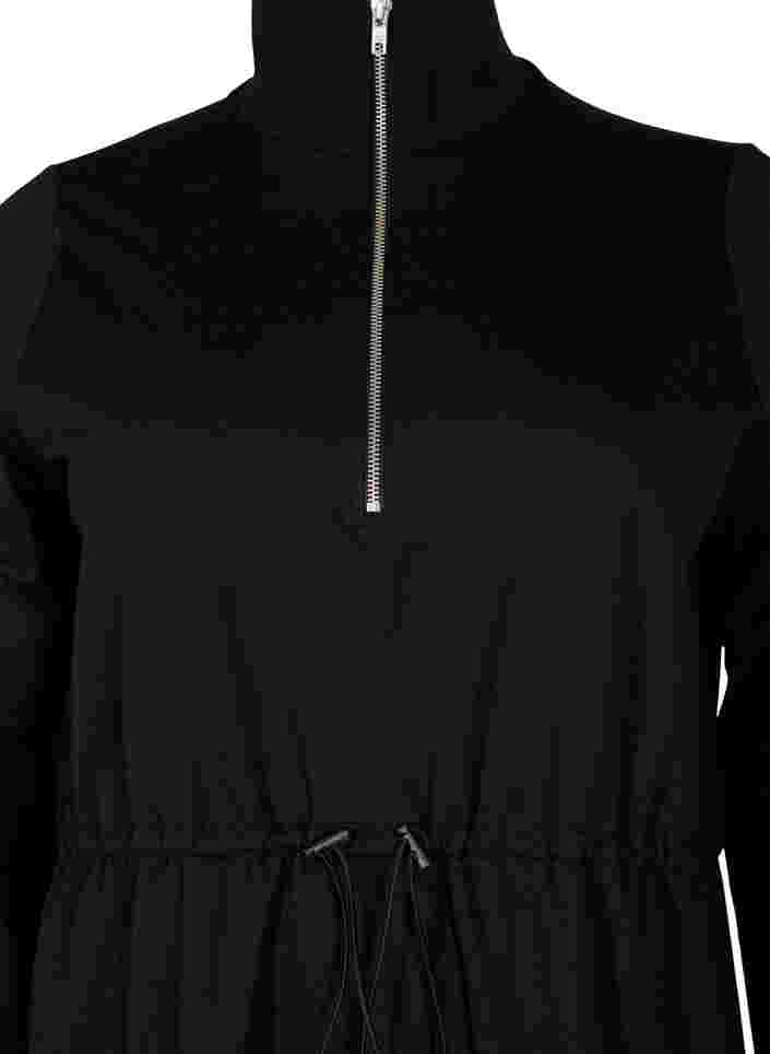 Sweatkjole med lynlås og snøre, Black, Packshot image number 2