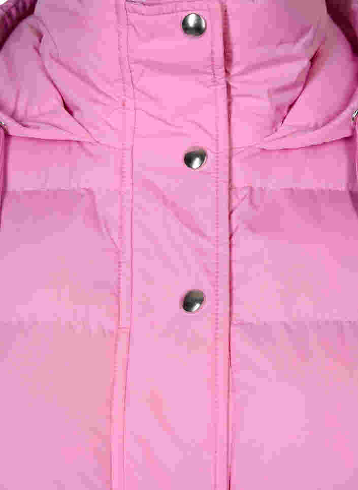 Lang vest med hætte og knaplukning, Begonia Pink, Packshot image number 2