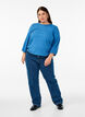 Bluse med struktur og 3/4 &aelig;rme, Bl&aring;, Model image number 1