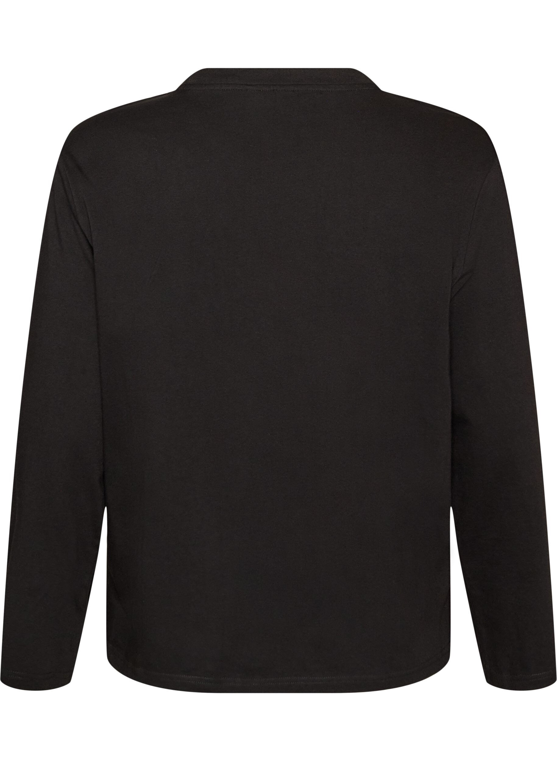 ZizziBasis t-shirt med lange &aelig;rmer, Sort, Packshot image number 1