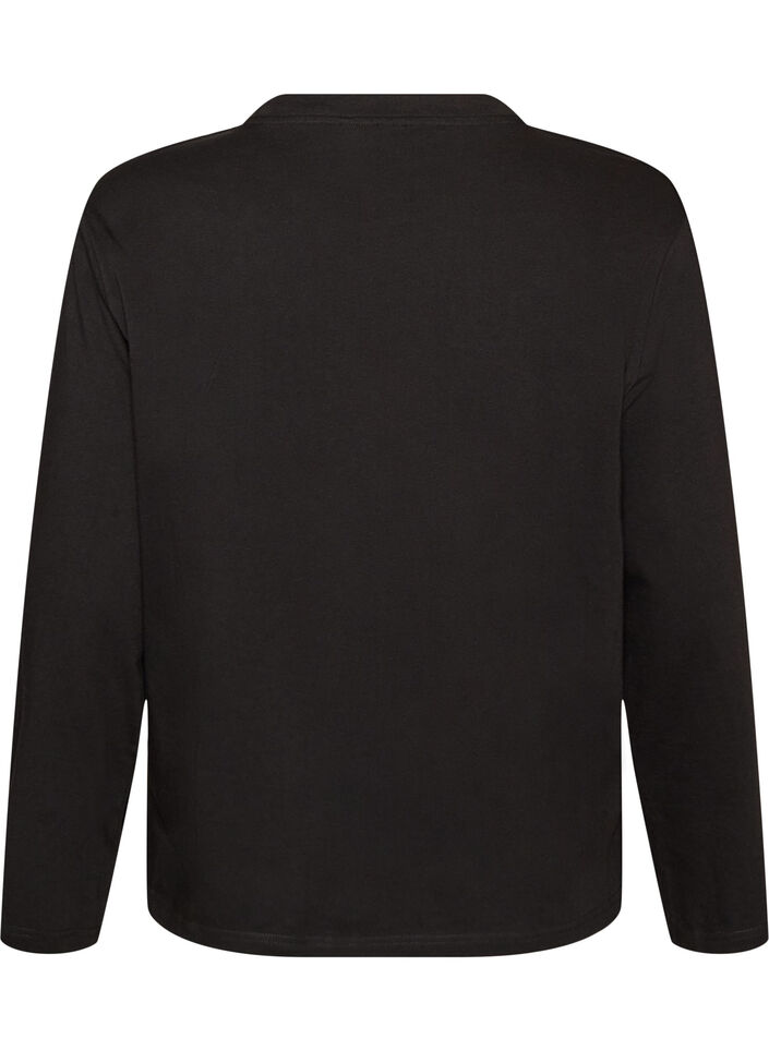 Basis t-shirt med lange &aelig;rmer, Sort, Packshot image number 1