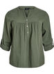 Bluse i bomuldsmusselin med broderi anglaise, Gr&oslash;n, Packshot image number 0