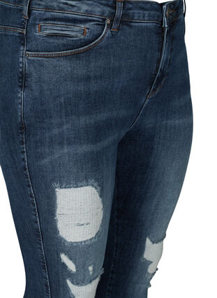 Højtaljede Amy jeans med slid, Blue denim, Packshot image number 2