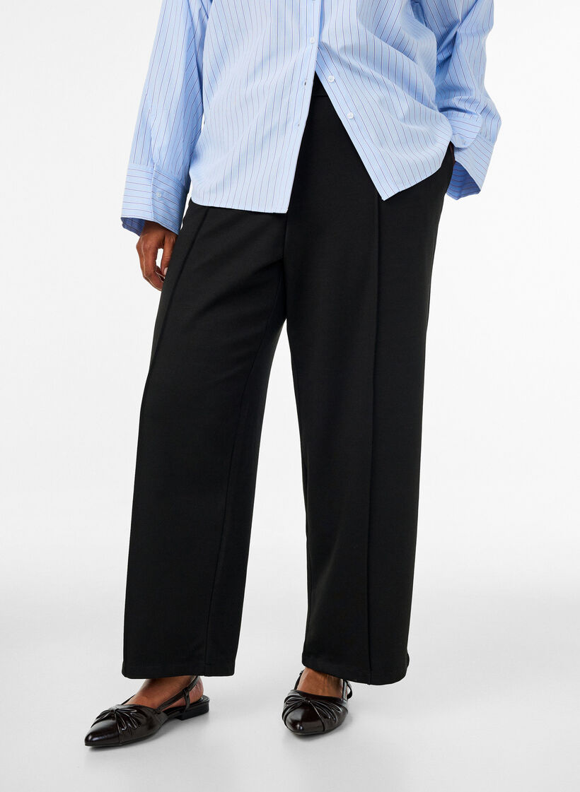 L&oslash;se jerseybukser med h&oslash;j talje, Sort, Model image number 2