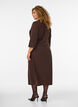 Jerseykjole med drapering og dekorativt sp&aelig;nde, Brun, Model image number 1
