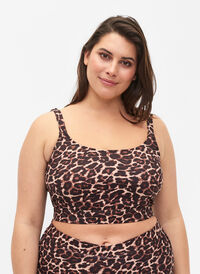 Printet bikini top med regulerbare stropper, Autentic Leopard, Model