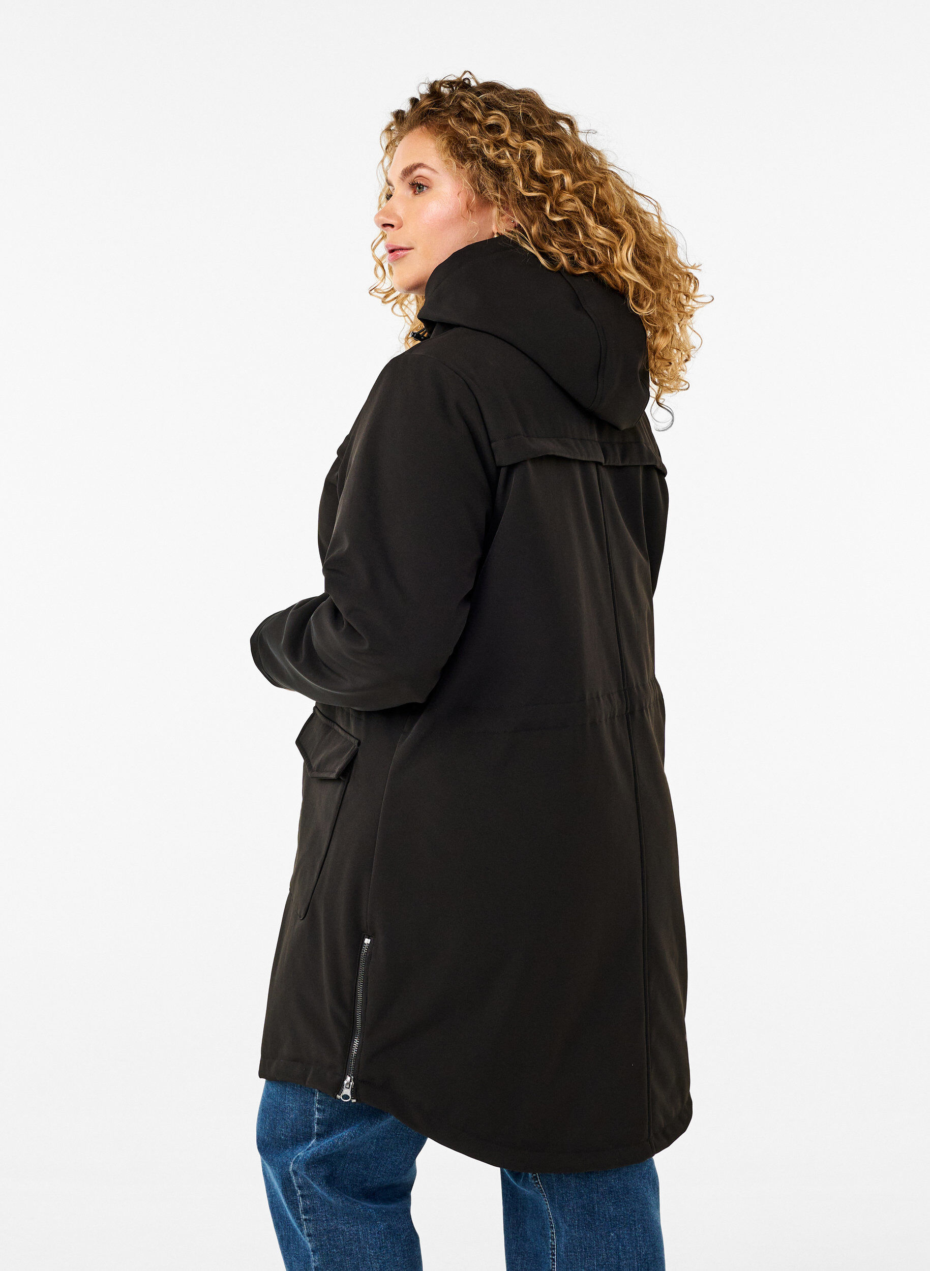 ZizziVandafvisende softshelljakke med quiltet foer, Sort, Model image number 2
