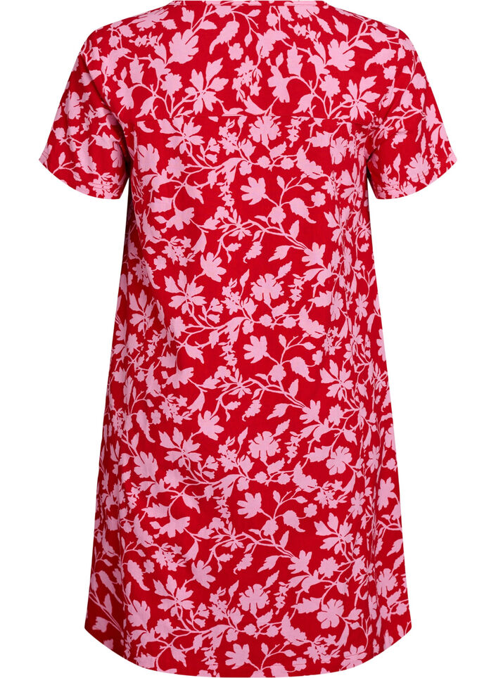 Kort a-shape kjole med blomsterprint, R&oslash;d, Packshot image number 1