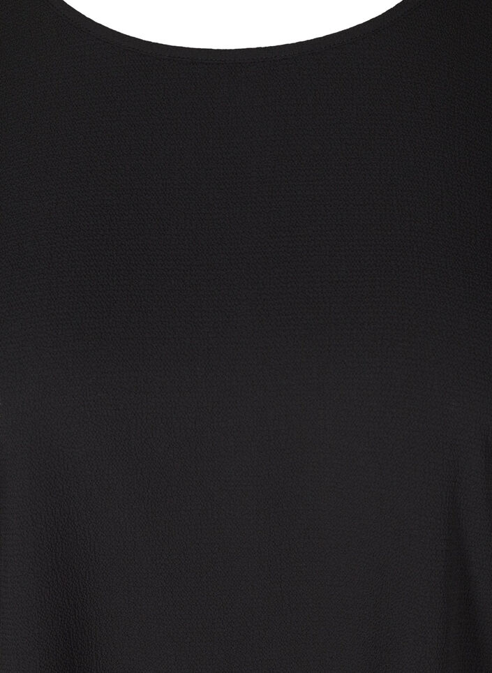 Bluse med korte &aelig;rmer og rund halsudsk&aelig;ring, Sort, Packshot image number 2