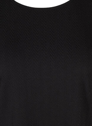 Bluse med struktur og 3/4 ærmer, Black, Packshot image number 2