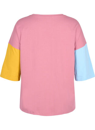 Color-block t-shirt med 2/4 ærmer, Pink Blocking, Packshot image number 1