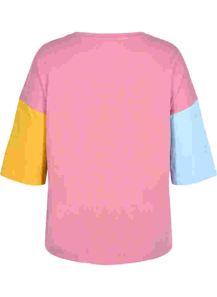 Color-block t-shirt med 2/4 ærmer, Pink Blocking, Packshot image number 1