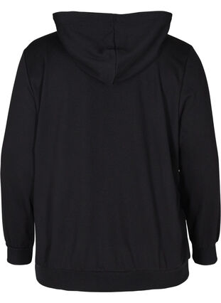 Sweatshirt med tryk og hætte, Black, Packshot image number 1