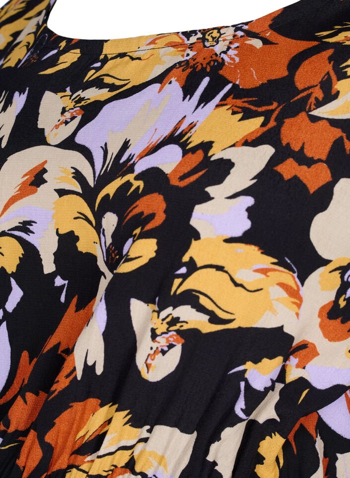 Graviditets bluse i viskose med blomsterprint, Black Flower AOP, Packshot image number 2