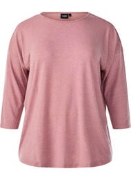 Jerseybluse med 3/4 &aelig;rmer, Lyser&oslash;d
