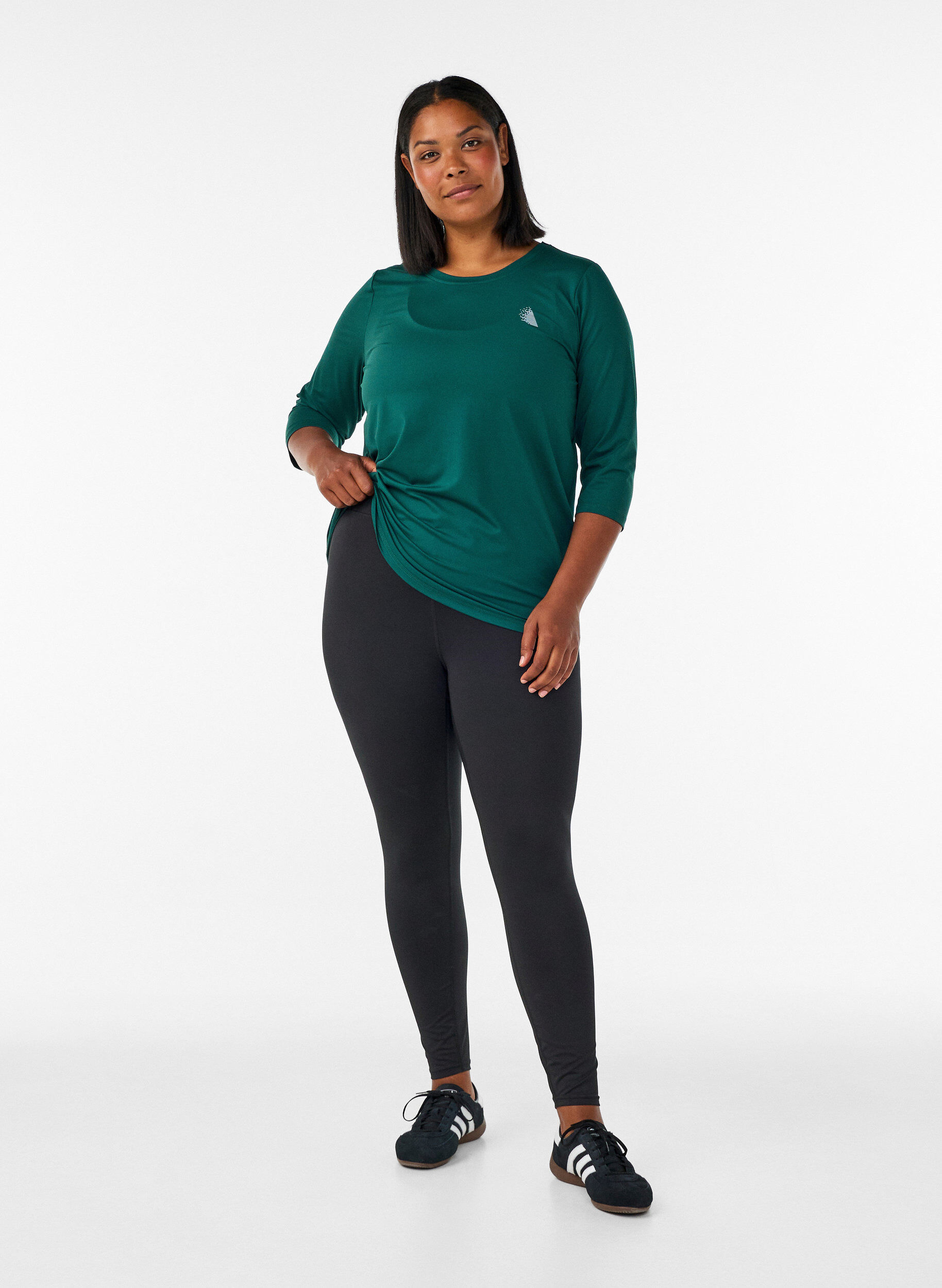 ZizziTr&aelig;ningsbluse med 3/4 &aelig;rmer, Gr&oslash;n, Model image number 1