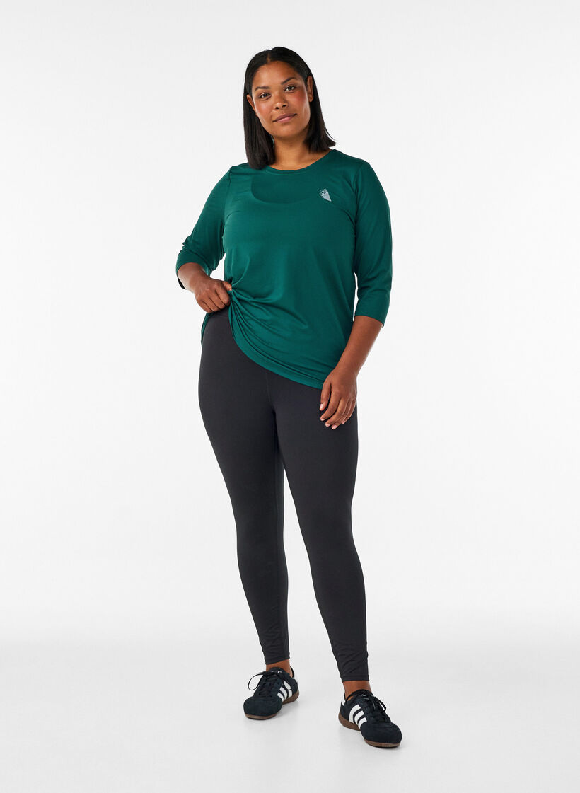 Tr&aelig;ningsbluse med 3/4 &aelig;rmer, Gr&oslash;n, Model image number 1