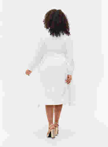 Wrap kjole med lange ærmer, Bright White, Model image number 1