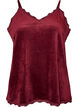 Velourtop med blondekanter, R&oslash;d, Packshot image number 0