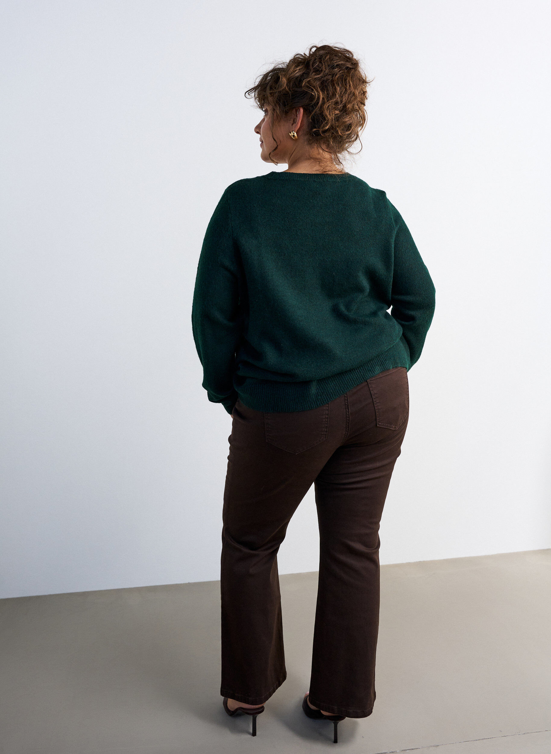 ZizziStrikbluse med glittersl&oslash;jfe, Gr&oslash;n, Model image number 2