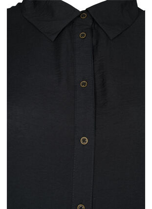 Viskose skjortekjole med flæsekant, Black, Packshot image number 2