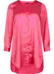 Lang shiny skjorte med slids, Pink Flambé, Packshot