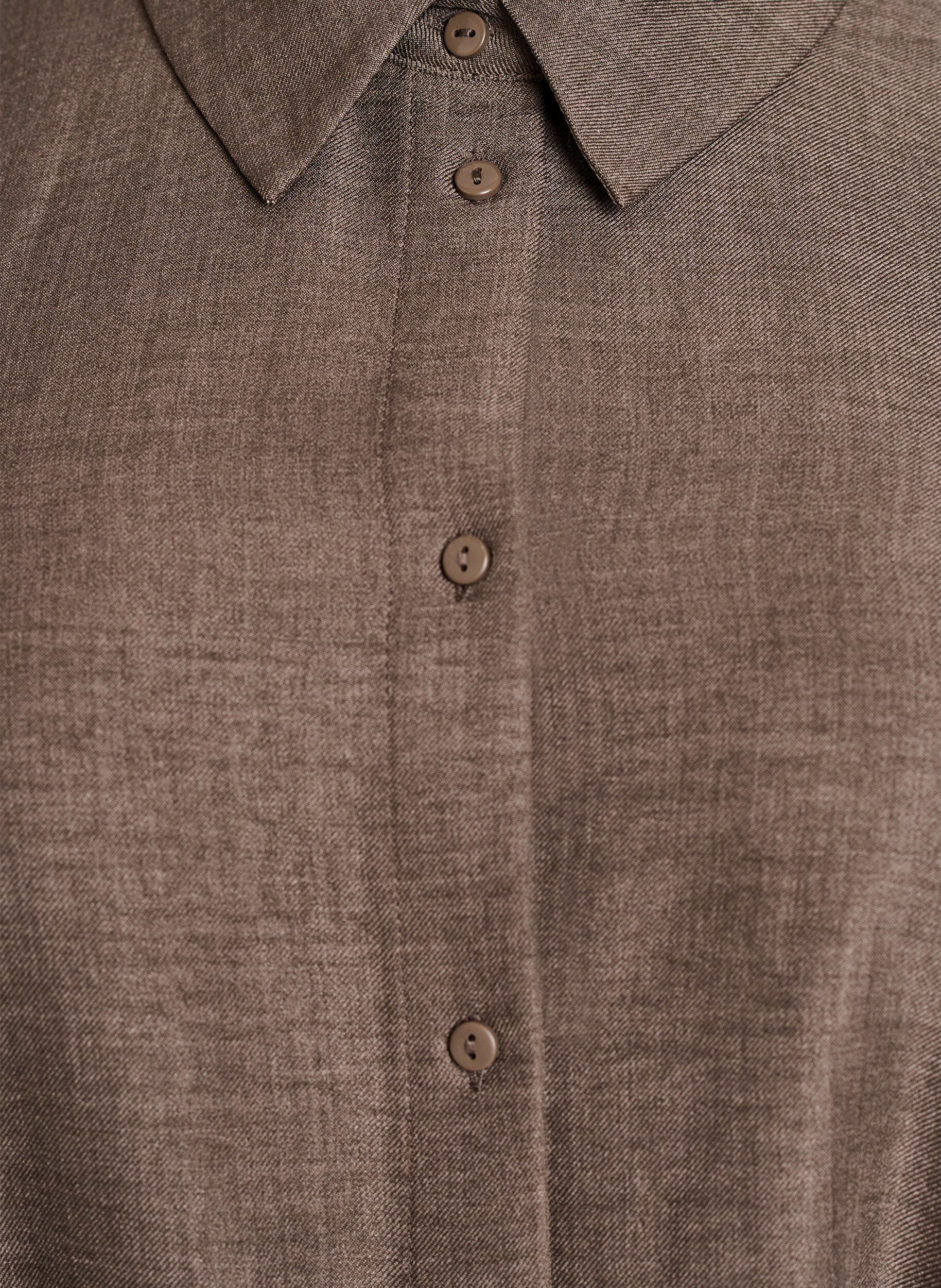 Zizzi Kn&aelig;lang skjortekjole med bindeb&aelig;lte, Brun, Packshot image number 2