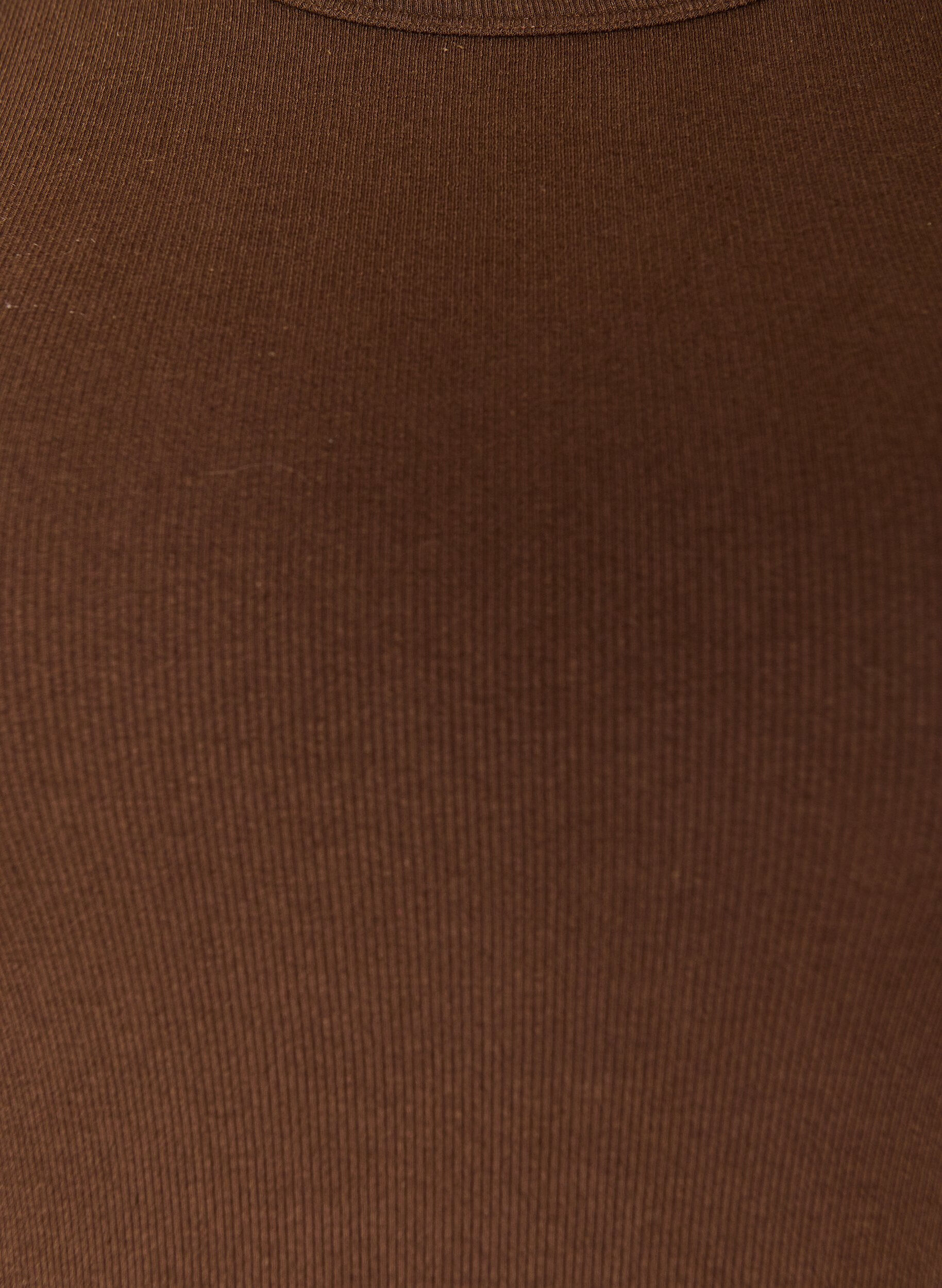 ZizziRibtop i bomuld med h&oslash;j hals, Brun, Packshot image number 2